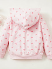 Baby Girls' Heart Printed Hooded Sweatshirt Top