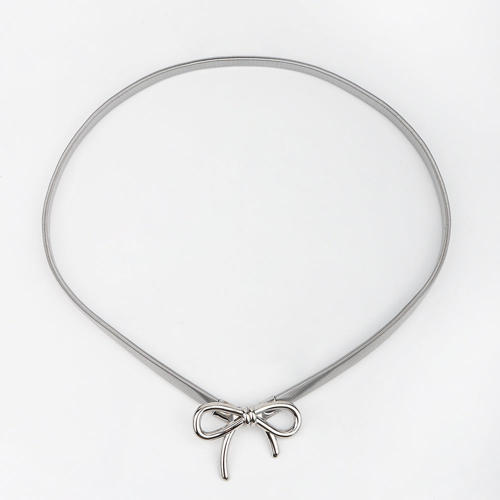 Women Metal Elastic Belt Vintage Thin Waist Belt For Dress Jeans