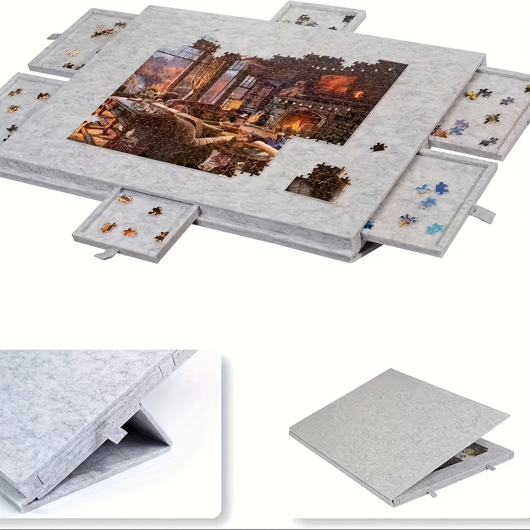 Portable Puzzle Board Set with 6 Drawers and Lid - Holds Up to 1000pcs