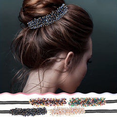 Crystal Beaded Headband Headdress Fluffy Flower Hair Accessories
