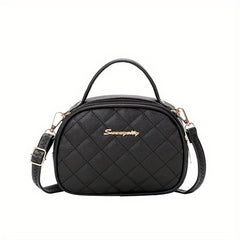 Argyle Quilted Crossbody Bag PU Leather Camera Purse