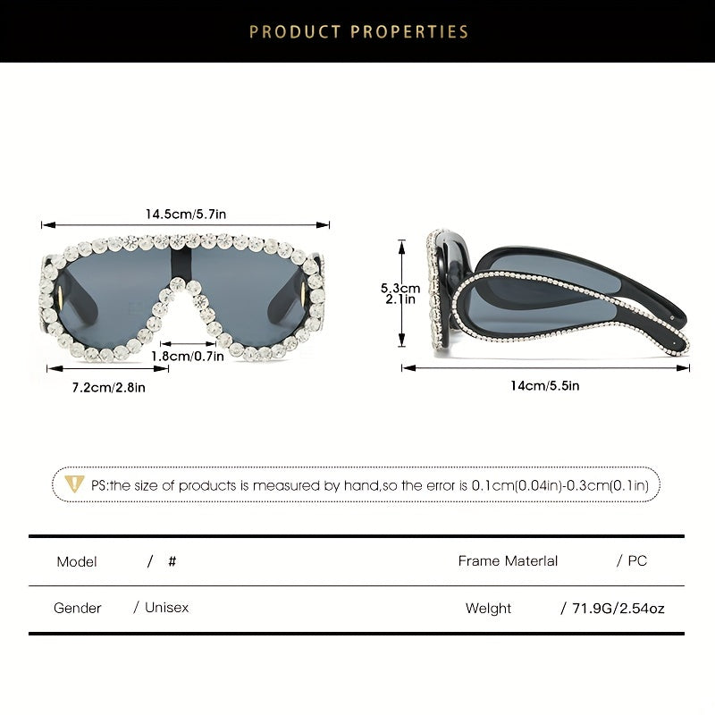 Y2K Rhinestone Sunglasses UV400 Sun Shades