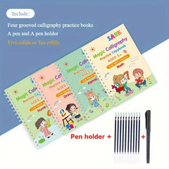 4 Books Dotted Training Sheets Mixed Paper with Holder Ink Refills