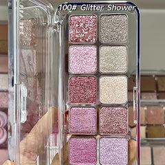 DIKALU 12 Eyeshadow Palette Pink Red Glitter Shimmer High Pigment Makeup