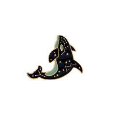 Cetacean Pattern Drip Oil Brooch Dolphin Pin