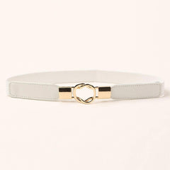 Women Retro Skinny Waist Belt with Golden Buckle