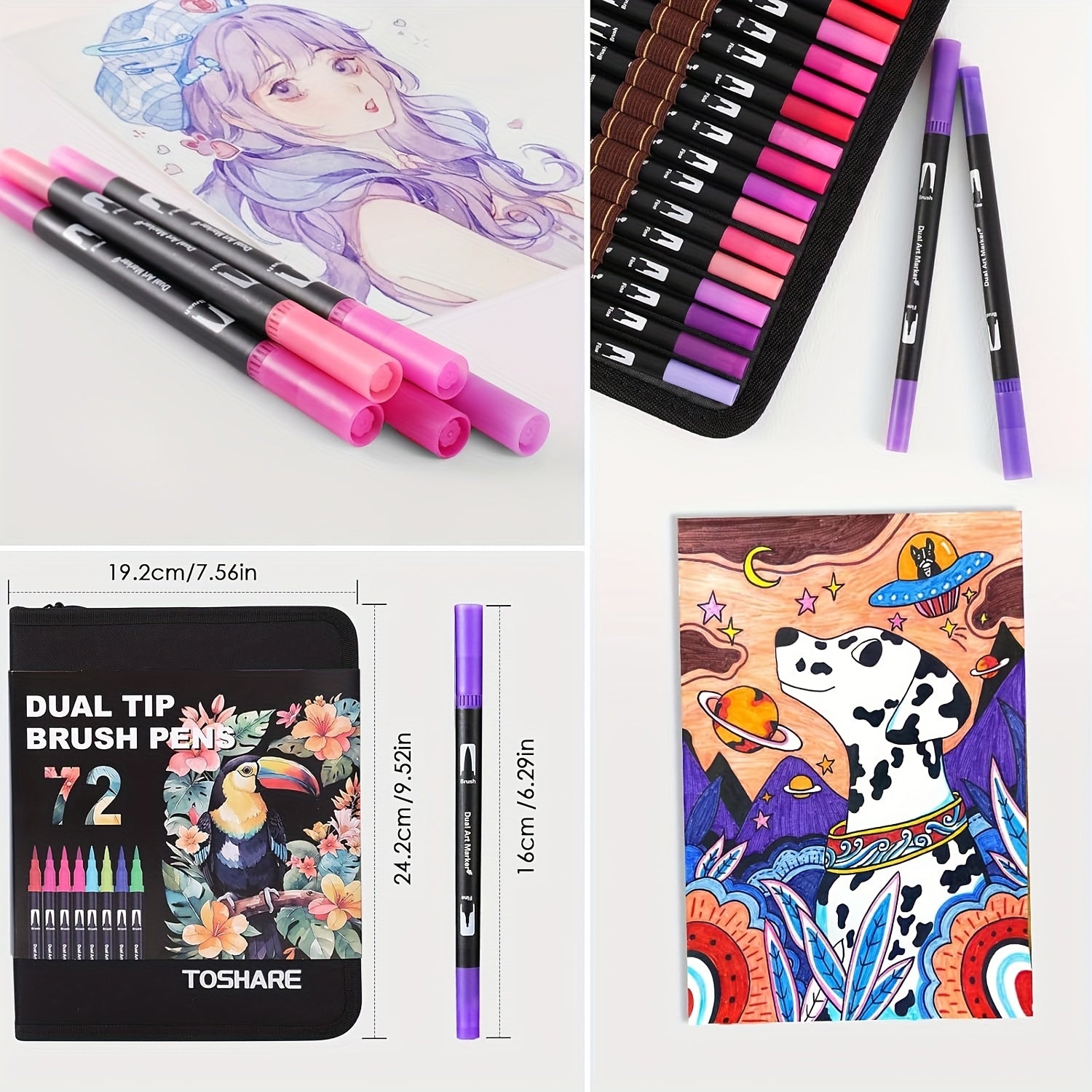 Artist Pen Set 72 Colors Dual Brush Art Markers