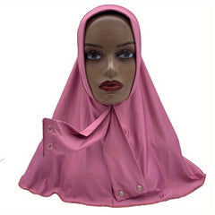 Elastic Hijab With Button Solid Turban Under Scarf Cap
