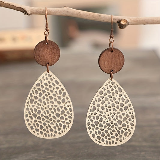 Hollow Leaf PU Leather Earrings Party Vacation Gift