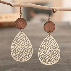 Hollow Leaf PU Leather Earrings Party Vacation Gift