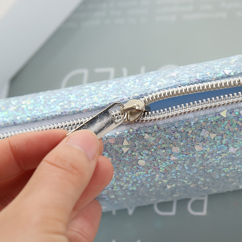 Glitter Powder Pencil Case Oxford Cloth Study Stationery Organizer