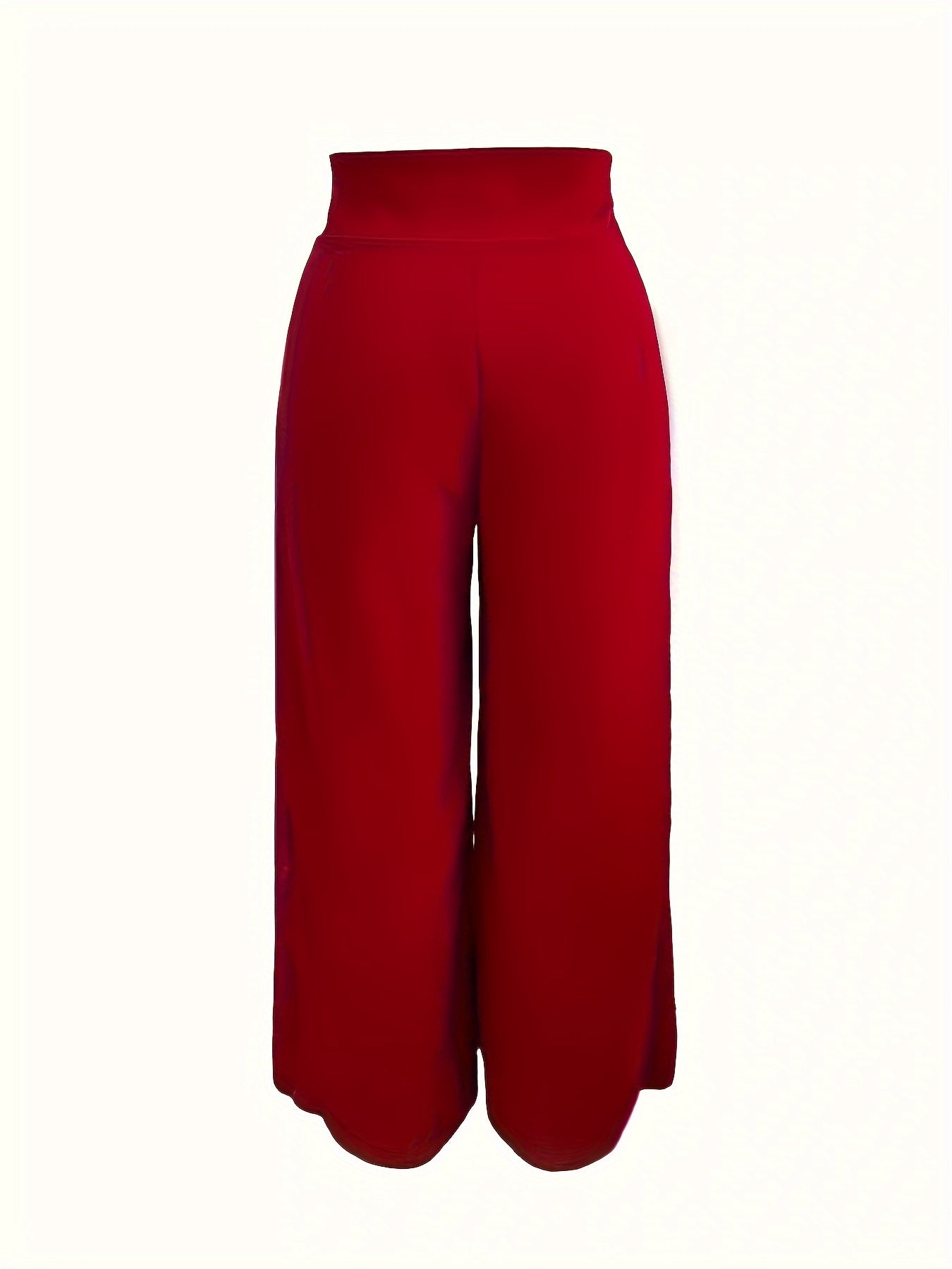 Women's Plus High Waisted Wide Leg Solid Trousers