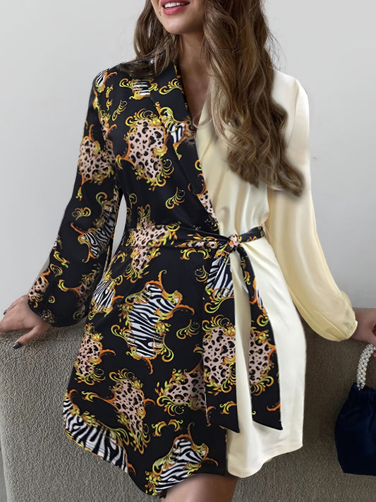  Dress Women's Plus Lapel Collar Mini Dress