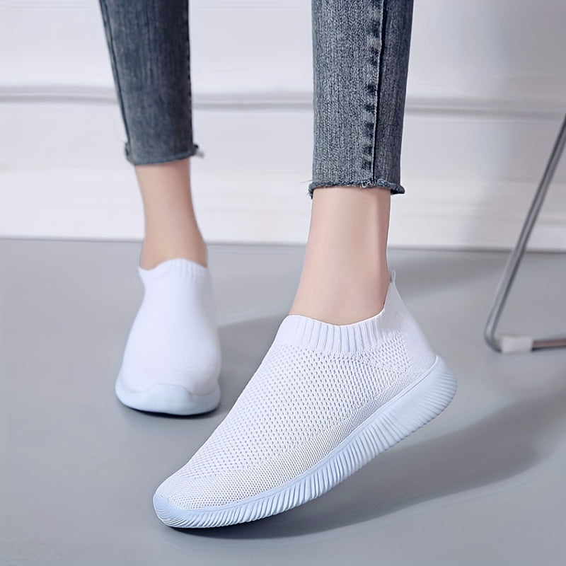Women's Solid Slip-On Tennis Shoes Casual Low Top Sneakers