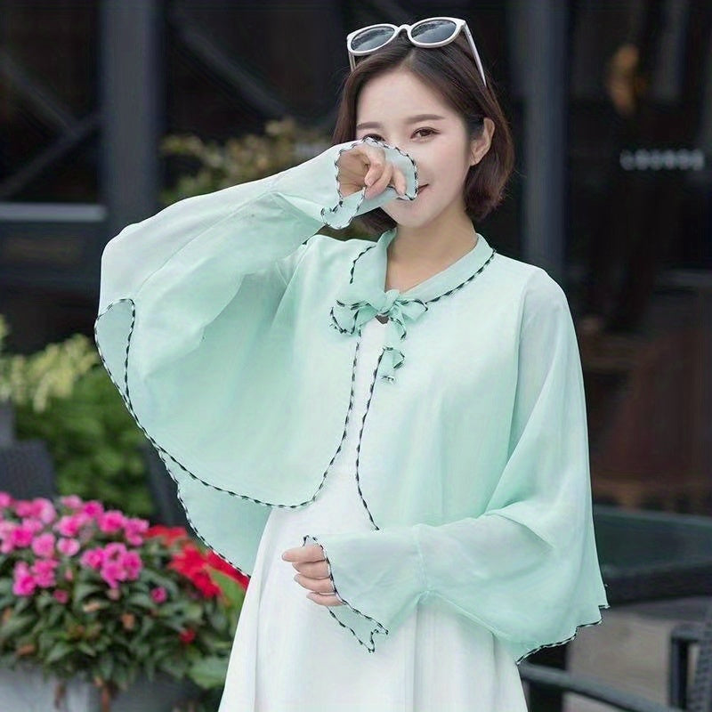 Chiffon Ruffles Sunproof Shawl UV Protection Cape
