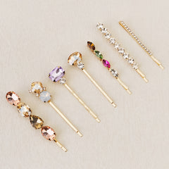 7pcs Rhinestone Hairpin Golden Hair Clip for Girls