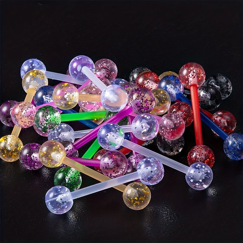 10pcs Colorful Acrylic Ball Tongue Barbell Stud Nipple Ring Tragus