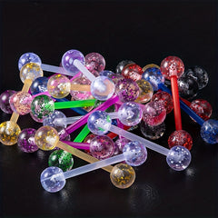10pcs Colorful Acrylic Ball Tongue Barbell Stud Nipple Ring Tragus