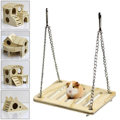 Hamster Wooden House Swing Nest Cage Supplies