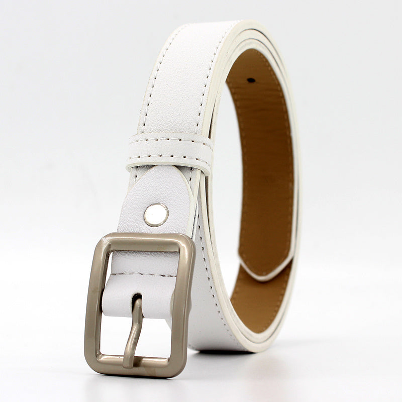 Square Pin Buckle PU Belt Solid Casual Jeans Belt Unisex Vintage Belt
