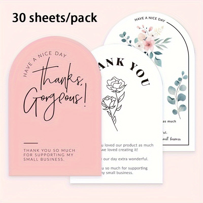 30pcs Small Business Thank You Cards for Retail Shop Inserts