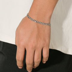 Men's Silver Stainless Steel Chain Bracelet Cuban Link Domineering Style