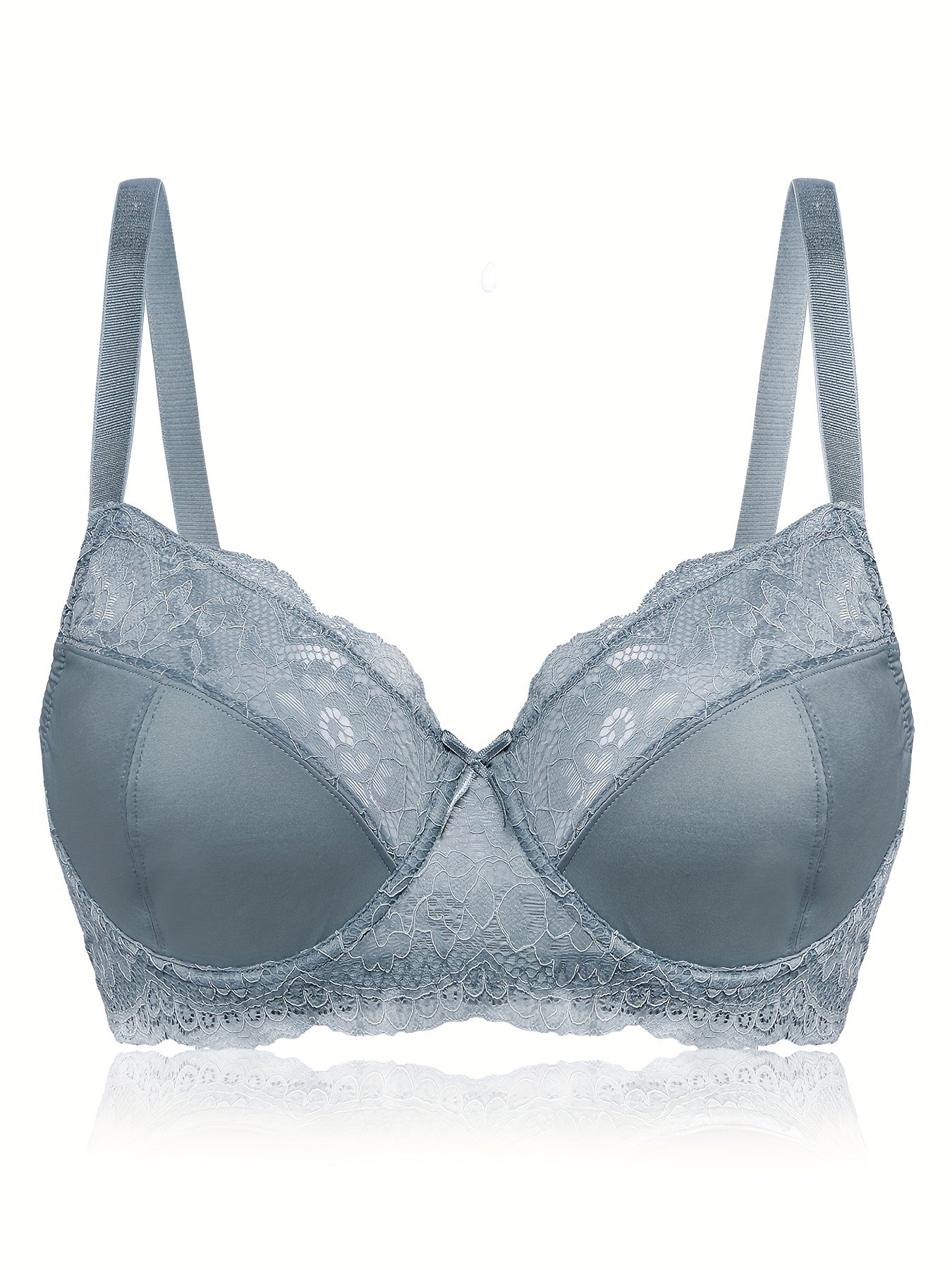 2pcs Floral Lace Push Up Bras Scallop Trim Women's Lingerie