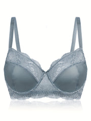 2pcs Floral Lace Push Up Bras Scallop Trim Women's Lingerie