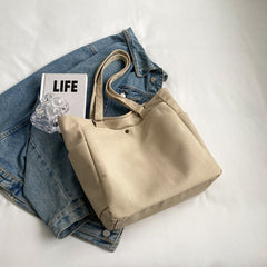 Large Capacity Canvas Tote Bag with Pockets and Zipper