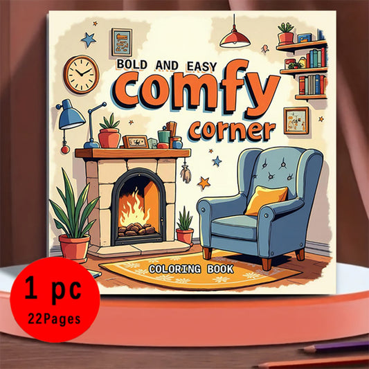 Cozy Corner Coloring Book Home Decor Fireplace Chair Plants Gift Valentine
