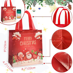 6pcs Christmas Gift Bags Reusable Xmas Tote Bulk Bags With Handles
