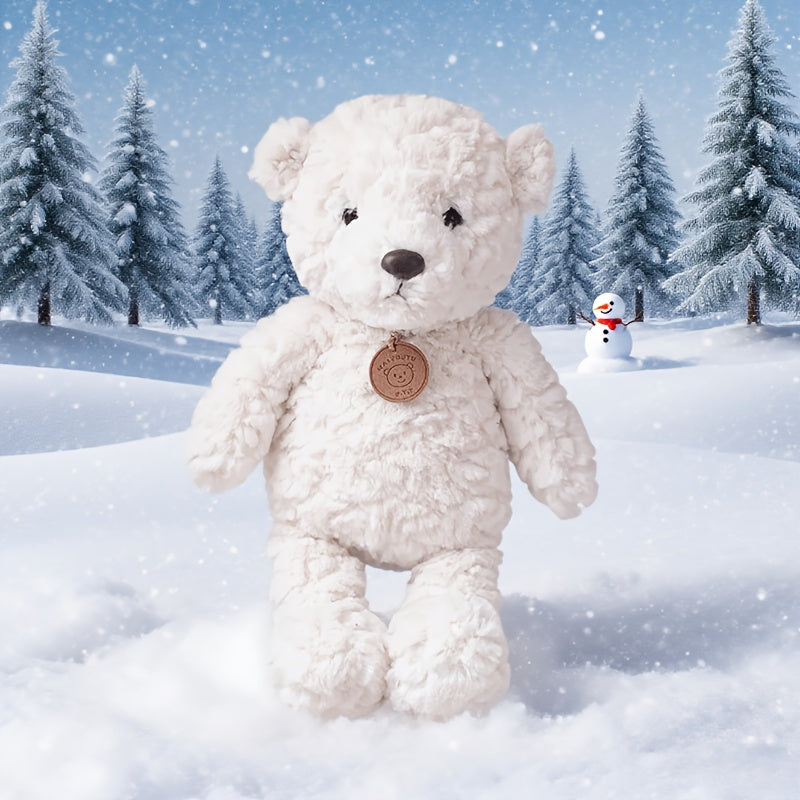 Bear Plush Toy with Golden Accents Soft Hanging Doll for Kids