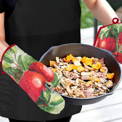 2pcs Fruit Theme Cotton Oven Mitts Heat Resistant Double Layer Baking Mitts