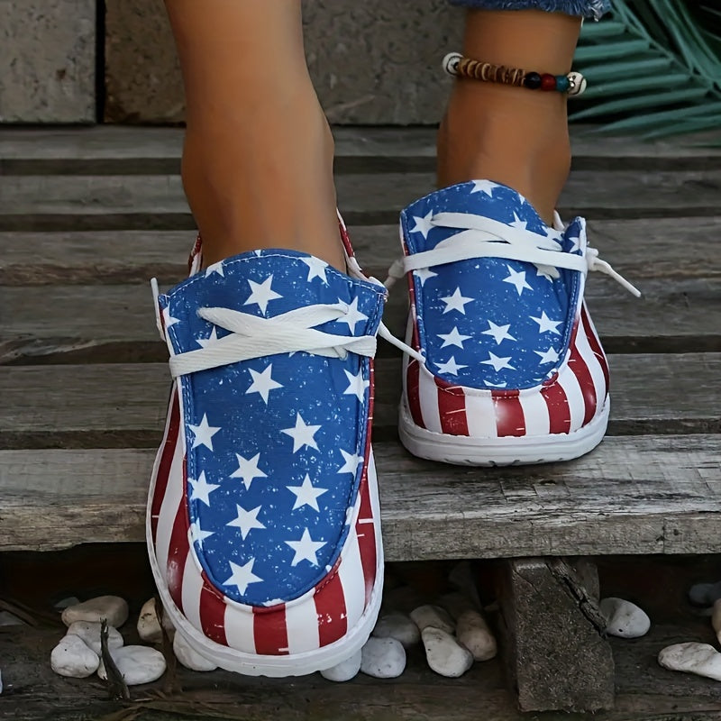 Women's Flag Pattern Canvas Slip-On Loafers