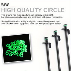 50pcs Green Camping Ground Nail Night Luminous Rings Tents Accessories