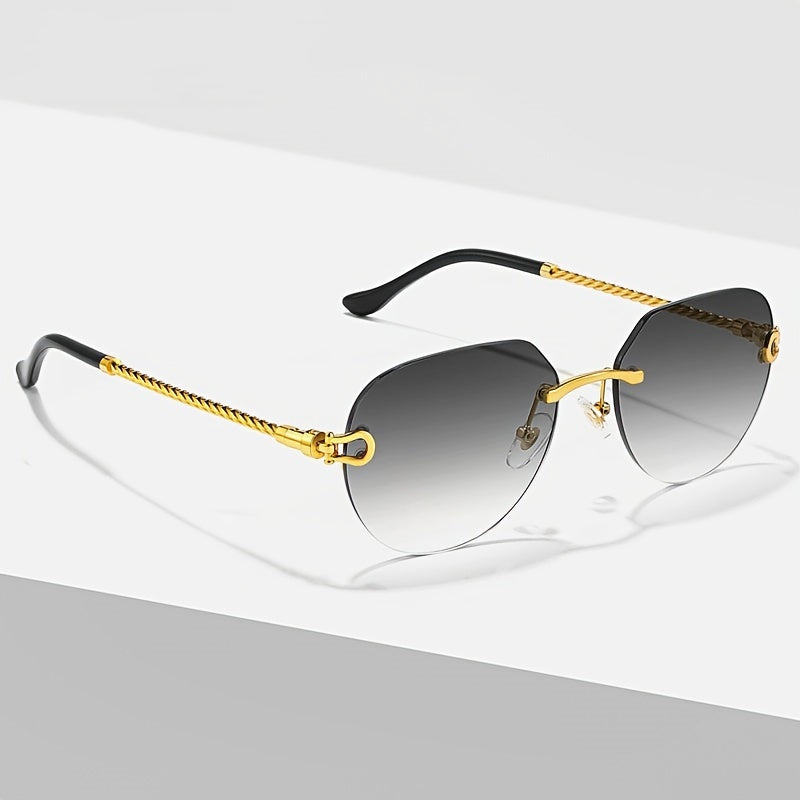 Hip Pop Vintage Rimless Gradient Sunglasses