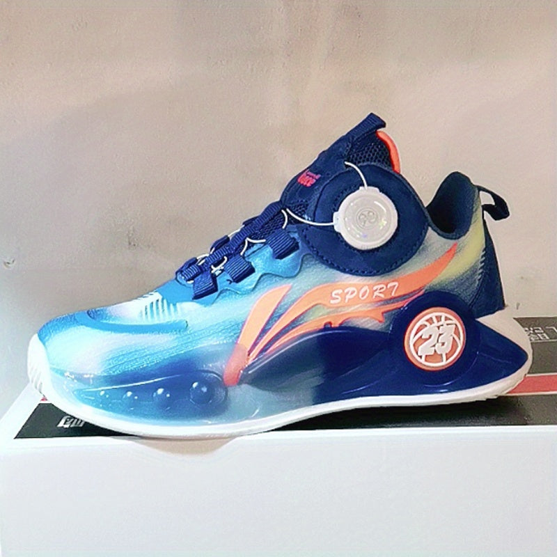 Boys High Top Basketball Shoes with Rotating Buckle