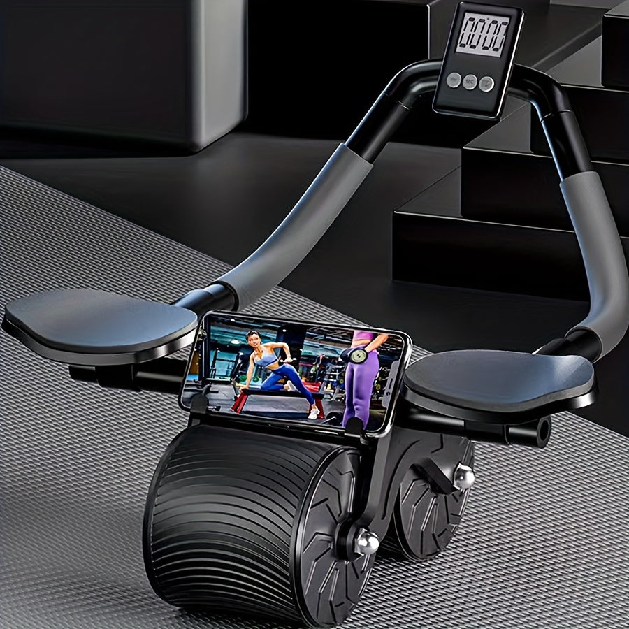 Automatic Ab Exercise Wheel with Timer & Elbow Support Pad