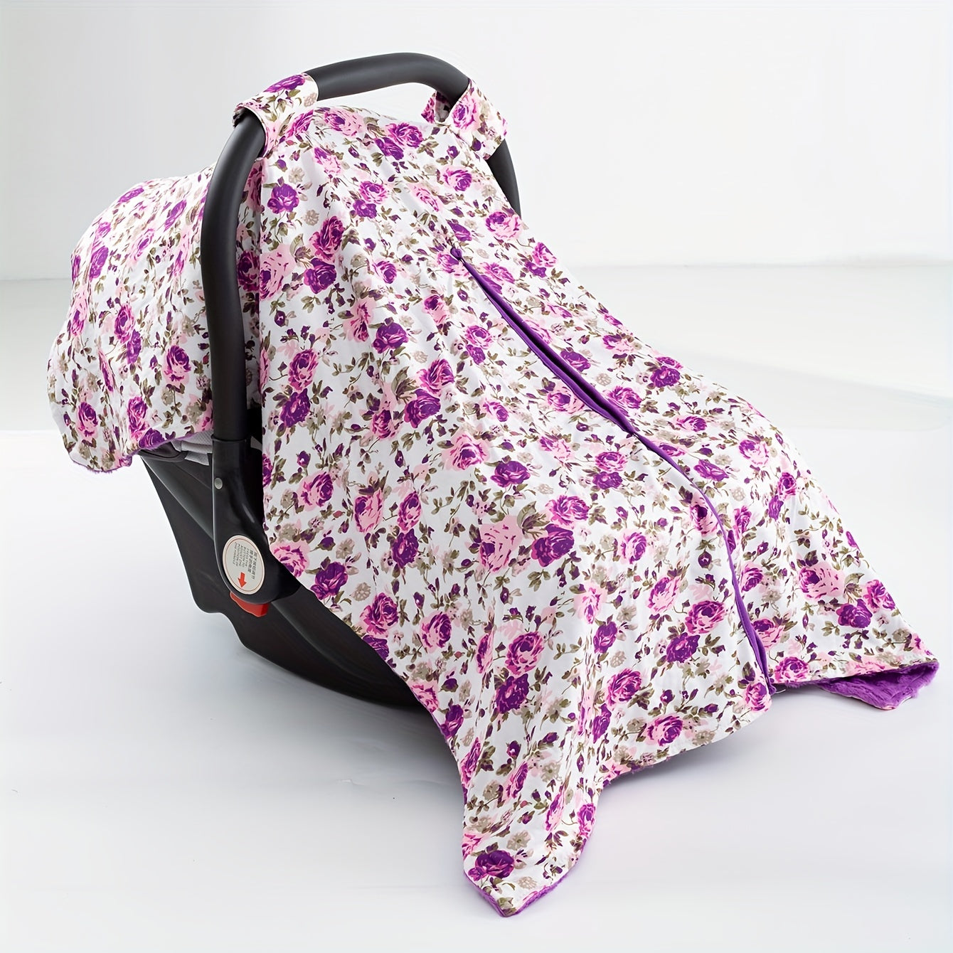 Girls Purple Floral Print Car Seat Sunshade Cover Canopy