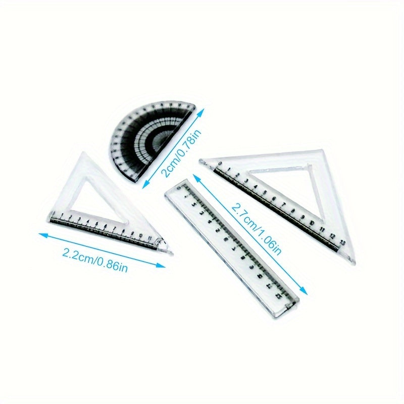 Dollhouse Ruler Set with Triangle & Pencil Case Ink Pencil