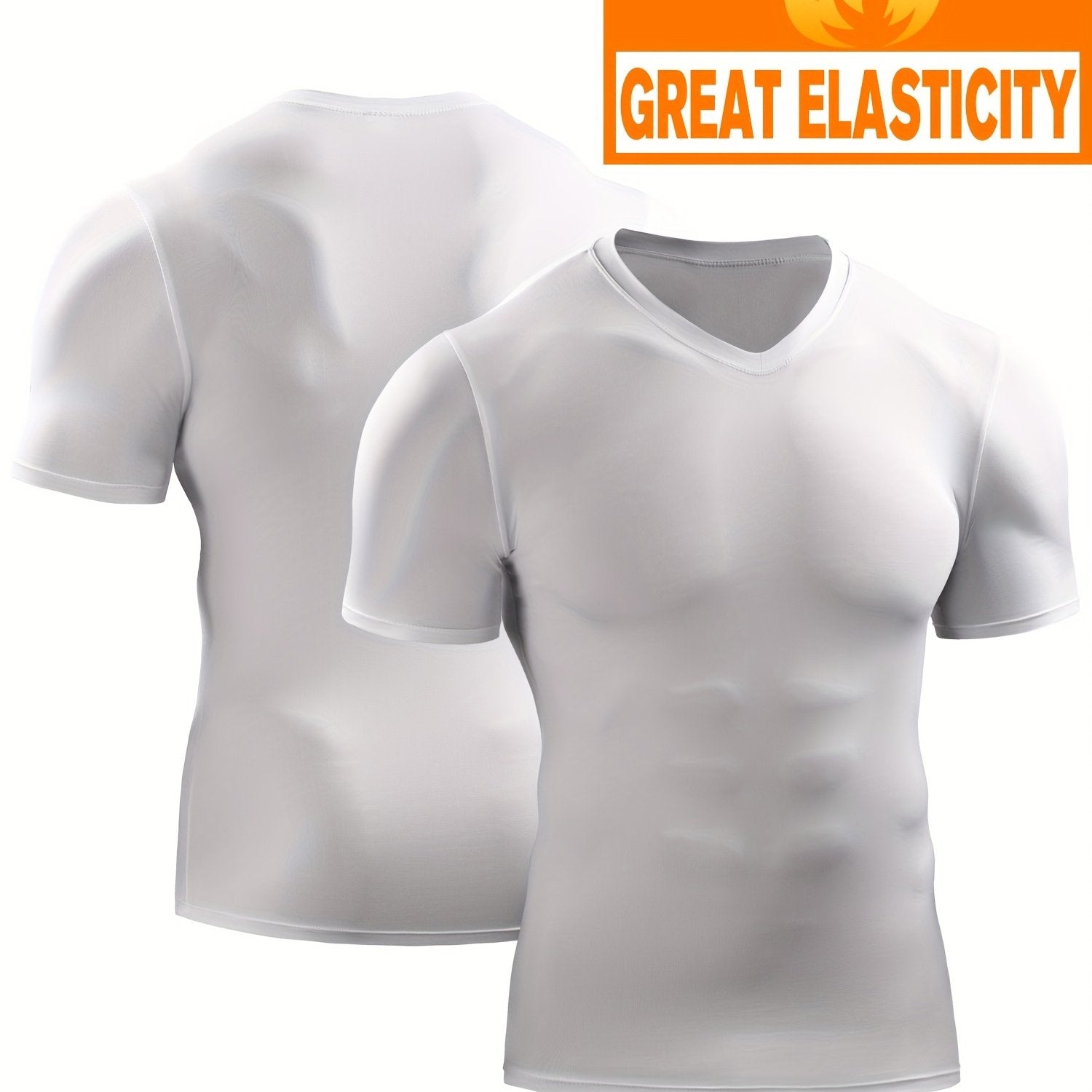 Men's Summer Tight V-neck Sports T-shirt