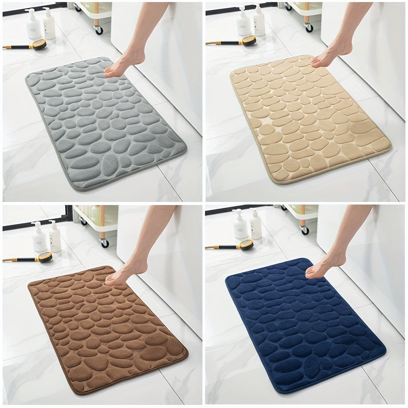 Memory Foam Bath Rug Cobblestone Embossed Bathroom Mat