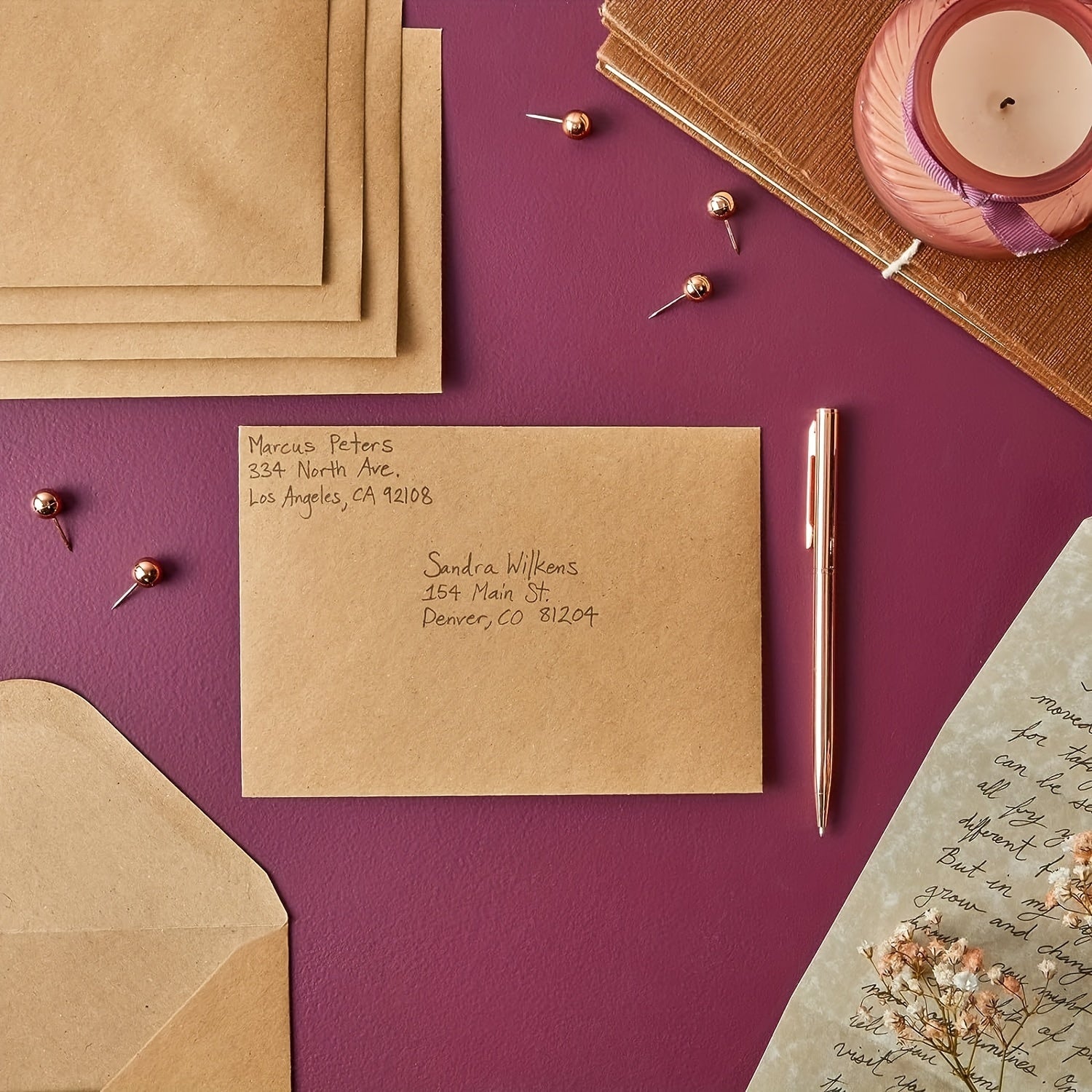 Brown Thank You Card Envelope A6 V-shaped Flip