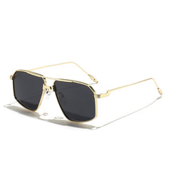 Men's Square Metal Sunglasses Gradient Sun Glasses Large Frame