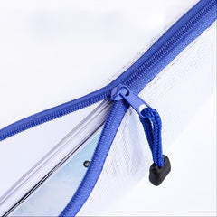 5pcs Plastic Mesh Zipper Pouch Waterproof Document Folders Bag - A4 Size