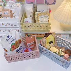 Mini Folding Plastic Storage Box Desktop Cosmetic Organizer