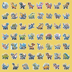 55pcs Dinosaur Stickers Reusable Vinyl Decals for Water Bottles Notebooks Phone