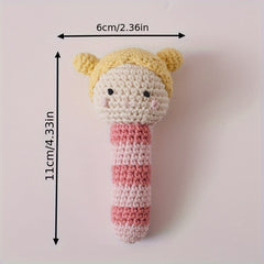 Crochet Rattle Baby Teether Toy Knitted Doll with Built in Bell 3D Rich Details