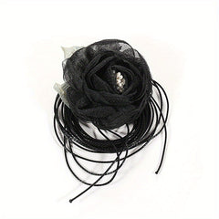 Mesh Flower Sash Belt Lace Up Wax Rope Waist Belt Decorative Dress Girdle