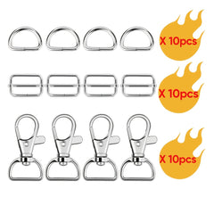 30Pcs Swivel Snap Hooks D Ring Slide Buckle Purse Hardware for Handbag
